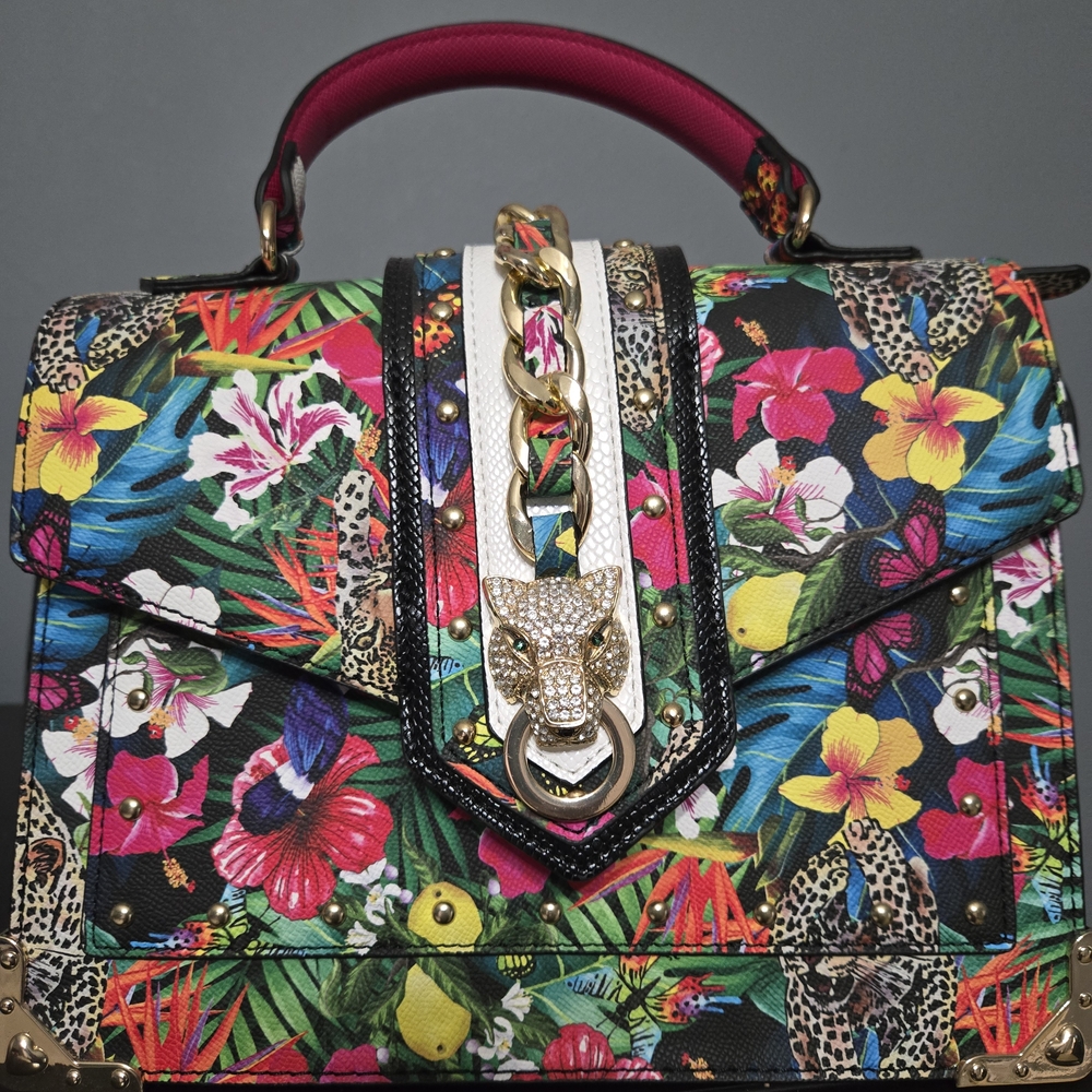 Aldo Black and Red Satchel with Vintage-Inspired Clasp